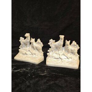 Vintage Pewter Dog Figurine Bookends